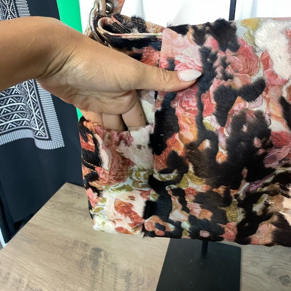 Made in Italy - Calf hair Marbled Multicolor Women's Bag - side pockets- Pinks & - Picture 4 of 4